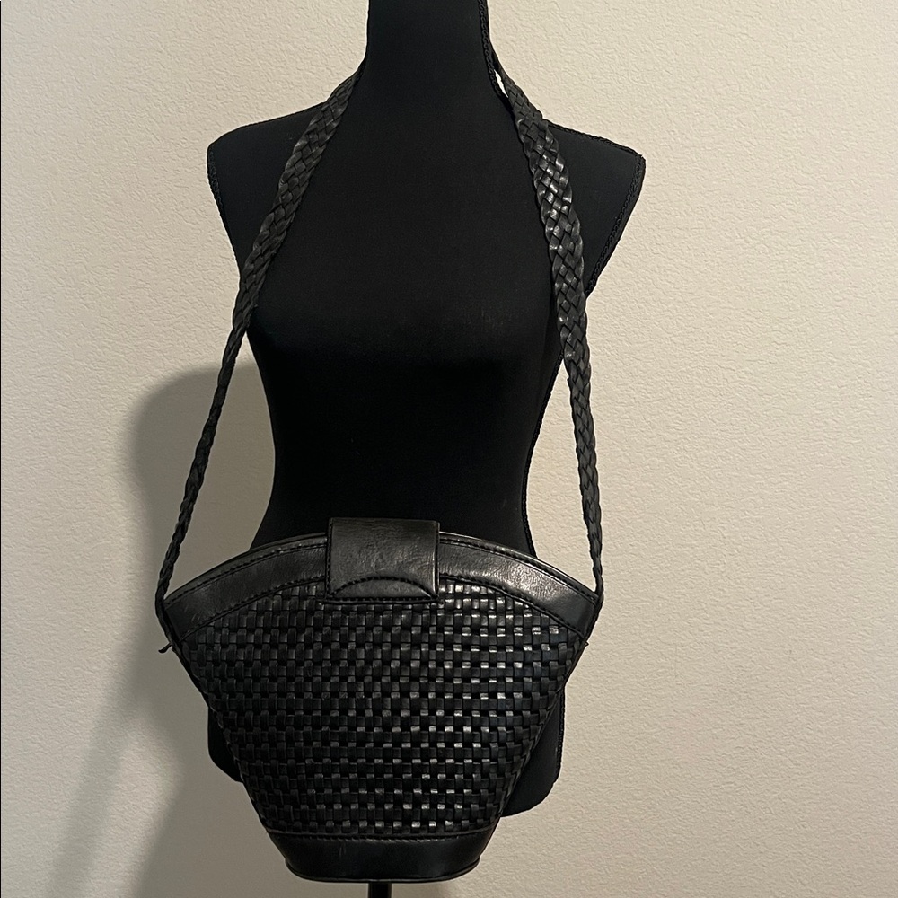 Inge Christopher Handmade Black Woven Leather Shoulder Bag - Picture 2 of 10